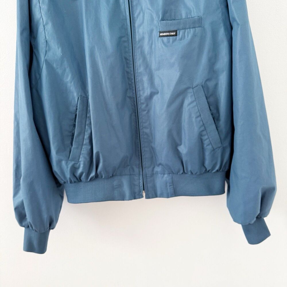 Vtg Members Only Cafe Racer Teal Blue Green Full Zip Bomber Jacket 44 L Large - Picture 9 of 16